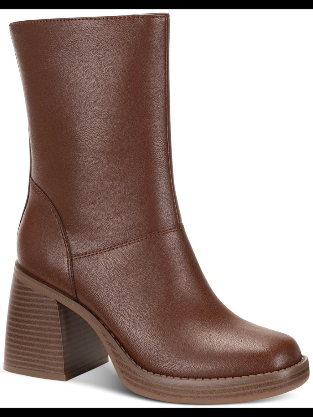 10M Sun + Stone Aleenn Womens Dress Bootie Walnut Brown Faux Leather Boots